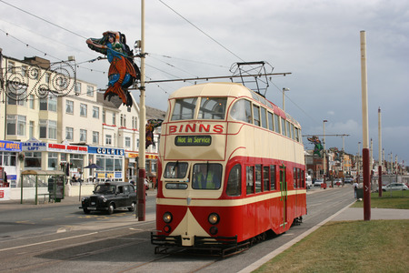 Blackpool number 703Â in Sunderland number 101Â - 1934 Balloon Car type Blackpool tramwayÂ tram - Blackpool, Lancashire, UK - 7th June 2010のeditorial素材