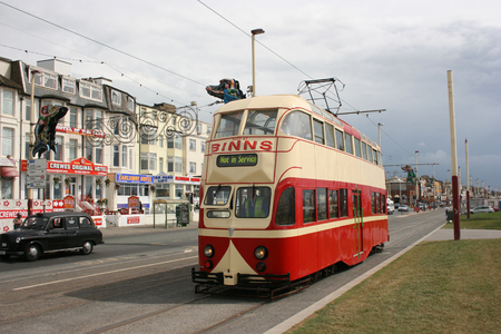 Blackpool number 703Â in Sunderland number 101Â - 1934 Balloon Car type Blackpool tramwayÂ tram - Blackpool, Lancashire, UK - 7th June 2010のeditorial素材