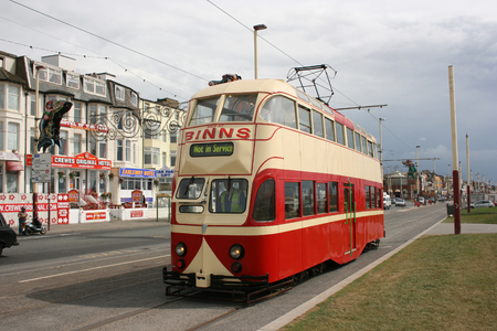 Blackpool number 703Â in Sunderland number 101Â - 1934 Balloon Car type Blackpool tramwayÂ tram - Blackpool, Lancashire, UK - 7th June 2010のeditorial素材