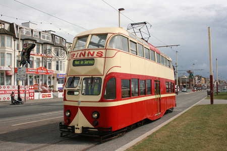 Blackpool number 703Â in Sunderland number 101Â - 1934 Balloon Car type Blackpool tramwayÂ tram - Blackpool, Lancashire, UK - 7th June 2010のeditorial素材