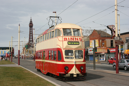Blackpool number 703Â in Sunderland number 101Â - 1934 Balloon Car type Blackpool tramwayÂ tram - Blackpool, Lancashire, UK - 7th June 2010のeditorial素材
