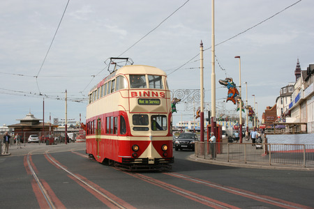 Blackpool number 703Â in Sunderland number 101Â - 1934 Balloon Car type Blackpool tramwayÂ tram - Blackpool, Lancashire, UK - 7th June 2010のeditorial素材
