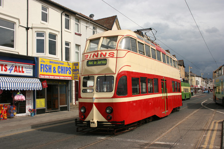 Blackpool number 703Â in Sunderland number 101Â - 1934 Balloon Car type Blackpool tramwayÂ tram - Blackpool, Lancashire, UK - 7th June 2010のeditorial素材