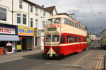 Blackpool number 703Â in Sunderland number 101Â - 1934 Balloon Car type Blackpool tramwayÂ tram - Blackpool, Lancashire, UK - 7th June 2010のeditorial素材
