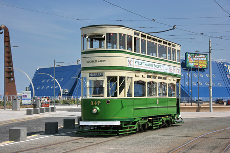 Historic Standard Car tram no.147 at Blackpool Tramway - Blackpool, Lancashire, United Kingdom - 27th June 2010のeditorial素材
