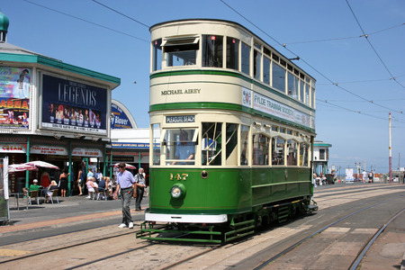 Historic Standard Car tram no.147 at Blackpool Tramway - Blackpool, Lancashire, United Kingdom - 27th June 2010のeditorial素材