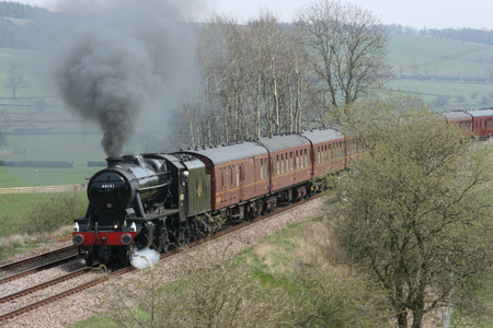 8F Steam Locomotive No. 48151 at Gargrave - 23rd April 2010 with the Whitby-Carnforth Charter Train - Gargrave, United Kingdomのeditorial素材