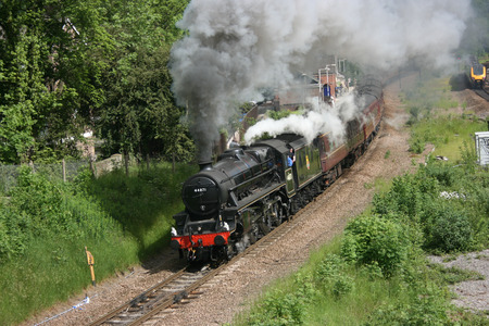 Black Five Steam Locomotive number 44871 at Dore on a charter train 12th June 2010 - Dore, Sheffield, United Kingdomのeditorial素材