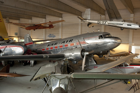 A view of the DC3 at the Finnish Aviation Museum near Helsinki, 16th June 2013 - Helsinki Airport, Helsinki, Finlandのeditorial素材