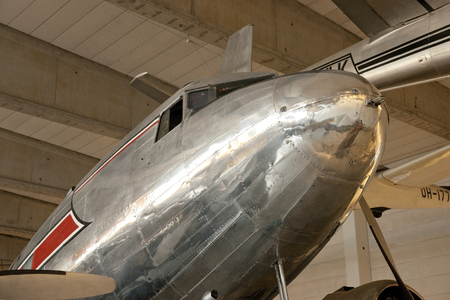 A view of the DC3 at the Finnish Aviation Museum near Helsinki, 16th June 2013 - Helsinki Airport, Helsinki, Finlandのeditorial素材