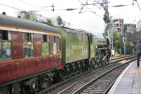 A1 Steam Locomotive Tornado with a York to Carlisle Railtour - Shipley, Yorkshire, United Kingdom - 3rd October 2009のeditorial素材