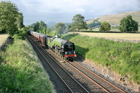 A1 Steam Locomotive Tornado with a Carlisle to Crewe Railtour - Settle Junction, Yorkshire, United Kingdom - 24th June 2010のeditorial素材