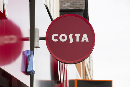 Costa coffee shop sign - Scunthorpe, Lincolnshire, United Kingdom - 23rd January 2018のeditorial素材