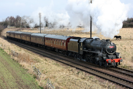 Black Five Steam Loco number 44767 at the Great Central Railway Heritage Steam Railway, Loughborough, Leicestershire, United Kingdom - 21st March 2010のeditorial素材