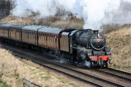 Black Five Steam Loco number 44767 at the Great Central Railway Heritage Steam Railway, Loughborough, Leicestershire, United Kingdom - 21st March 2010のeditorial素材