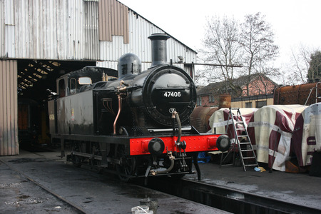 Jinty Steam Loco number 47406 at the Great Central Railway Heritage Steam Railway, Loughborough, Leicestershire, United Kingdom - 21st March 2010.のeditorial素材