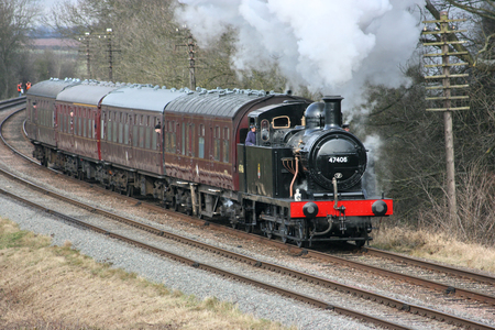 Jinty Steam Loco number 47406 at the Great Central Railway Heritage Steam Railway, Loughborough, Leicestershire, United Kingdom - 21st March 2010.のeditorial素材