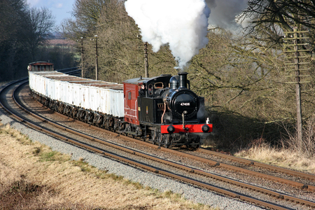 Jinty Steam Loco number 47406 at the Great Central Railway Heritage Steam Railway, Loughborough, Leicestershire, United Kingdom - 21st March 2010.のeditorial素材
