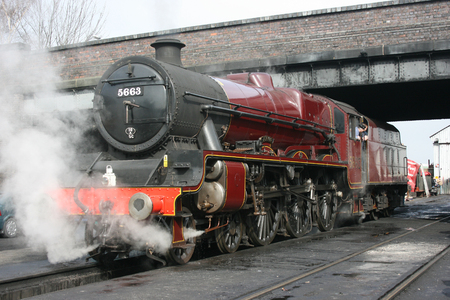 Jubilee Steam Loco 5690 Leander at the Great Central Railway Heritage Steam Railway, Loughborough, Leicestershire, United Kingdom - 21st March 2010.のeditorial素材