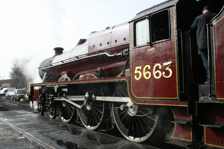 Jubilee Steam Loco 5690 Leander at the Great Central Railway Heritage Steam Railway, Loughborough, Leicestershire, United Kingdom - 21st March 2010.のeditorial素材