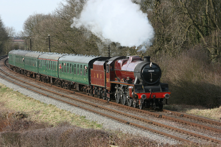 Jubilee Steam Loco 5690 Leander at the Great Central Railway Heritage Steam Railway, Loughborough, Leicestershire, United Kingdom - 21st March 2010.のeditorial素材