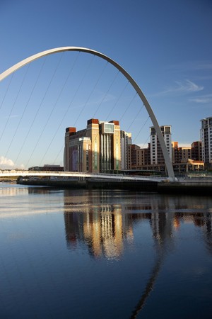 View of the Gateshead Millenium Bridge with the Baltic Contemporary Art Gallery building  in the background - Newcastle and Gateshead, UK - 5th November 2012のeditorial素材