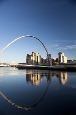 View of the Gateshead Millenium Bridge with the Baltic Contemporary Art Gallery building  in the background - Newcastle and Gateshead, UK - 5th November 2012のeditorial素材