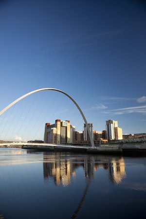 View of the Gateshead Millenium Bridge with the Baltic Contemporary Art Gallery building  in the background - Newcastle and Gateshead, UK - 5th November 2012のeditorial素材