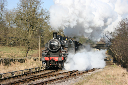 Ivatt Tanks 41312 and 41241 at Haworth, Keighley and Worth Valley Railway, West Yorkshire, UK - February 2008のeditorial素材