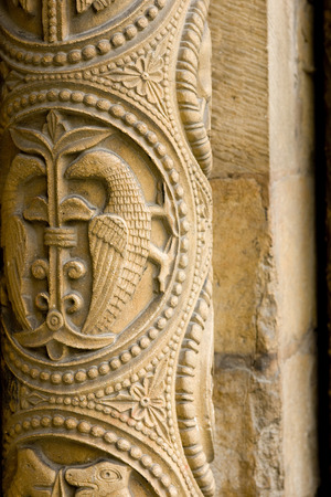Original stone carvings around the west front door, Lincoln Cathedral, Lincoln, Lincolnshire, UK -August 2009のeditorial素材