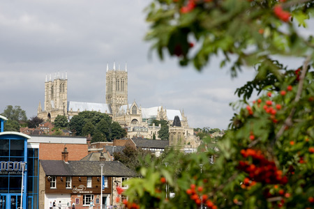 A view of Brayford Pool with the Odeon cinema and the Cathedral in the background, Lincoln, Lincolnshire, United Kingdom - August 2009のeditorial素材
