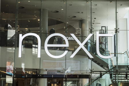 Next sign and logo, Lincoln, Lincolnshire, UK - 5th April 2018のeditorial素材