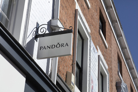 Sign for Pandora, High Street, Lincoln, Lincolnshire, UK - 5th April 2018のeditorial素材