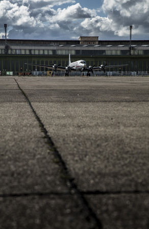 tempelhof Airfield, Berlin, Germany: 15th August 2018: old terminal building and apronのeditorial素材