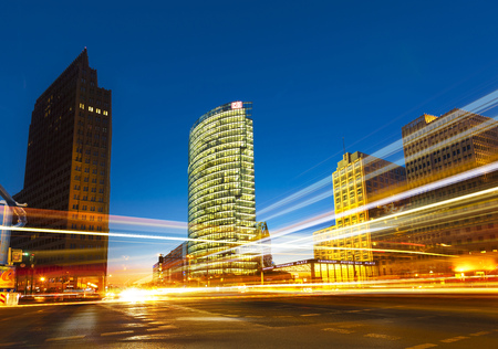 Potsdamer Platz, Berlin, Germany - 20th August 2018 - Timelapse of Trafficのeditorial素材