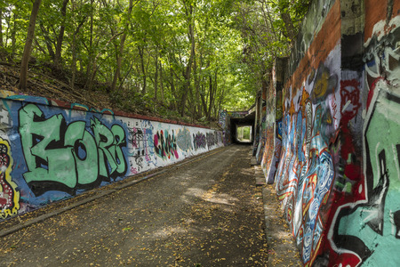 Nature Park Schoneberger Sudgelande, Berlin, Germany - 30th August 2017 - disused tracks at the Sudgelande reserveのeditorial素材