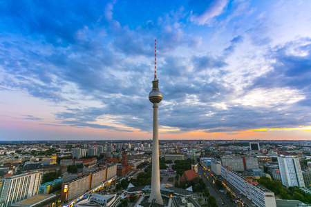 Berlin, Germany - 17th August 2018: The Fernsehturm TV Tower near Alexanderplatzのeditorial素材