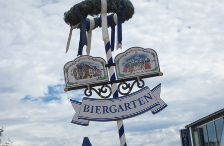 Kopenick, Berlin, Germany; 20th August 2018; biergarten signのeditorial素材