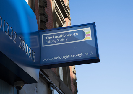 Derby, Derbyshire, UK: October 2018: The Loughborough Building Society signのeditorial素材