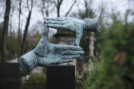 Powazki Cemetery, Warsaw, Poland, Europe, December 2018, Grave of film director Krzysztof Kieslowski