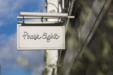 London, Greater London, United Kingdom, 7th February 2018, A sign and logo for Phase Eight