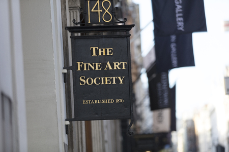 London, Greater London, United Kingdom, 7th February 2018, A sign and logo for The Fine Art Society...