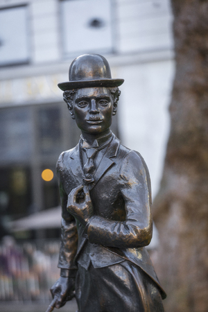 Leicester Square, London, Greater London, 7th February 2019, Statue of Sir Charles Chaplinのeditorial素材