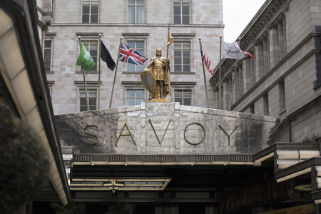 London, Greater London, UK, 7th February 2019, Entrance to the Savoy Hotelのeditorial素材