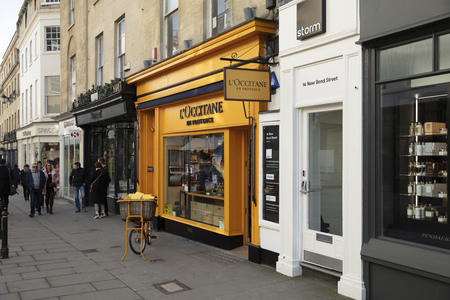 Bath, Somerset, UK, 22nd February 2019, Shop Sign for L’occitaine en Provence