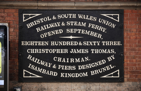 Bristol, United Kingdom, 21st February 2019, commemorative sign at Bristol Temple Meads Stationのeditorial素材