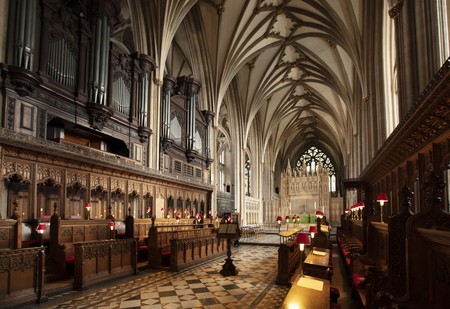Bristol, United Kingdom, February 2019, View of the choir in historic Bristol Cathedralのeditorial素材