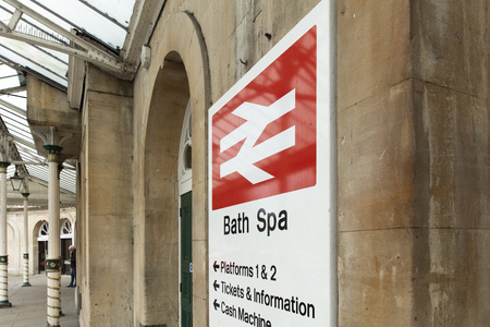 Bath, Somerset, United Kingdom, 22nd February 2019, Entrance signage for Bath Spa Stationのeditorial素材