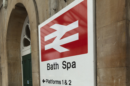 Bath, Somerset, United Kingdom, 22nd February 2019, Entrance signage for Bath Spa Stationのeditorial素材
