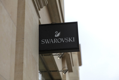 Bath, Somerset, UK, 22nd February 2019, Shop Sign for Swarovskiのeditorial素材